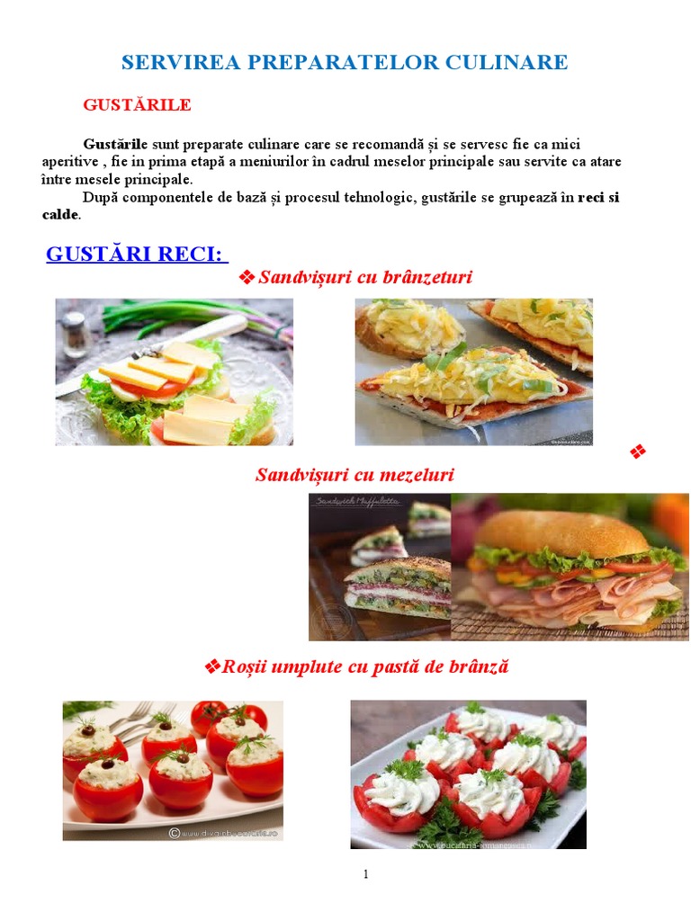 Gustări Reci Si Calde | PDF