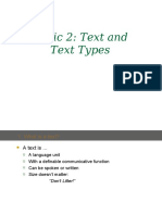 Topic 2: Text and Text Types