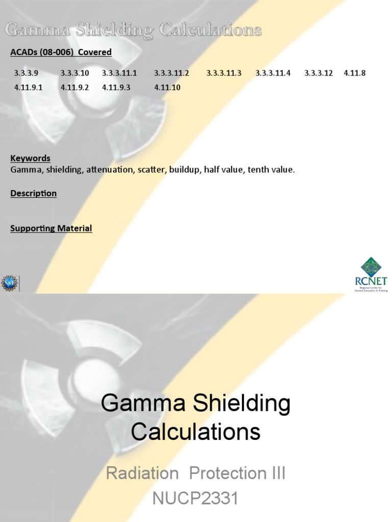 Gamma Shielding Calculations PDF Gamma Ray Radiation Protection