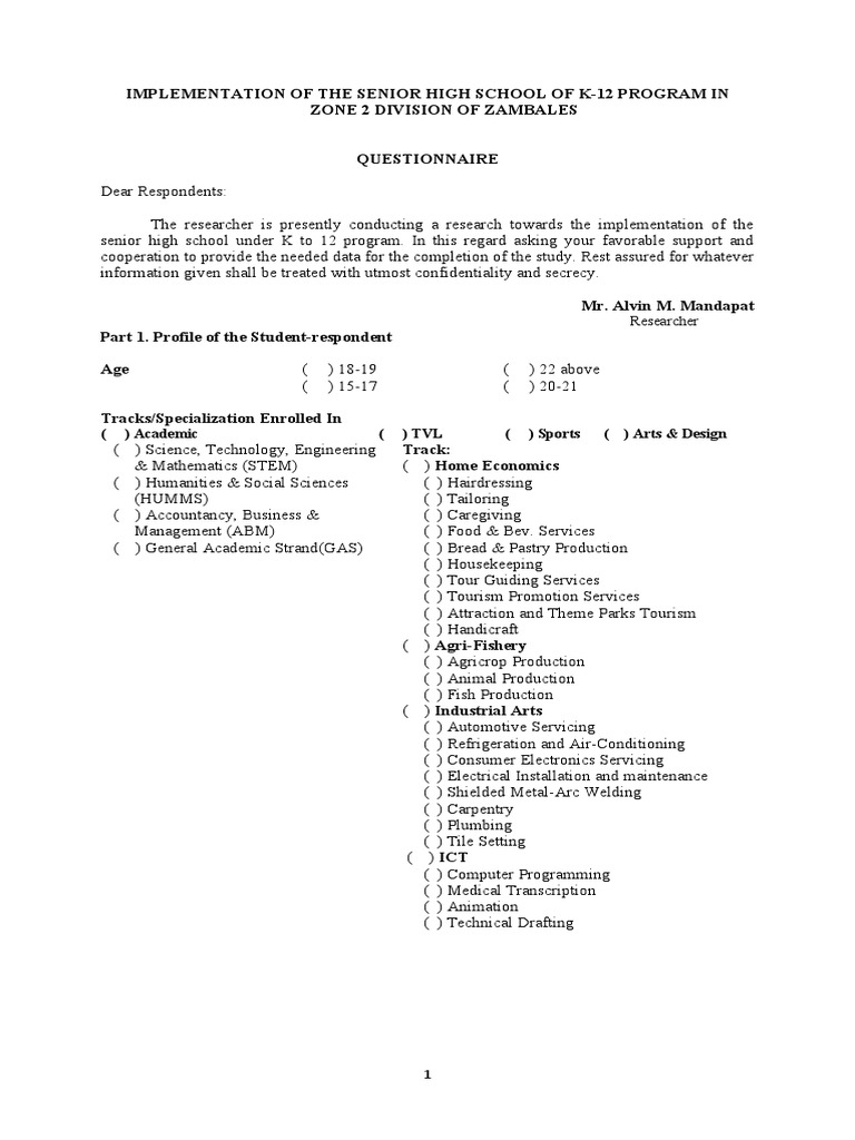 K-12 Program Implementation Survey | PDF | Curriculum | Teachers