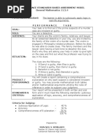 Performance Standards-Based Assessment Model General Mathematics 11.2.4