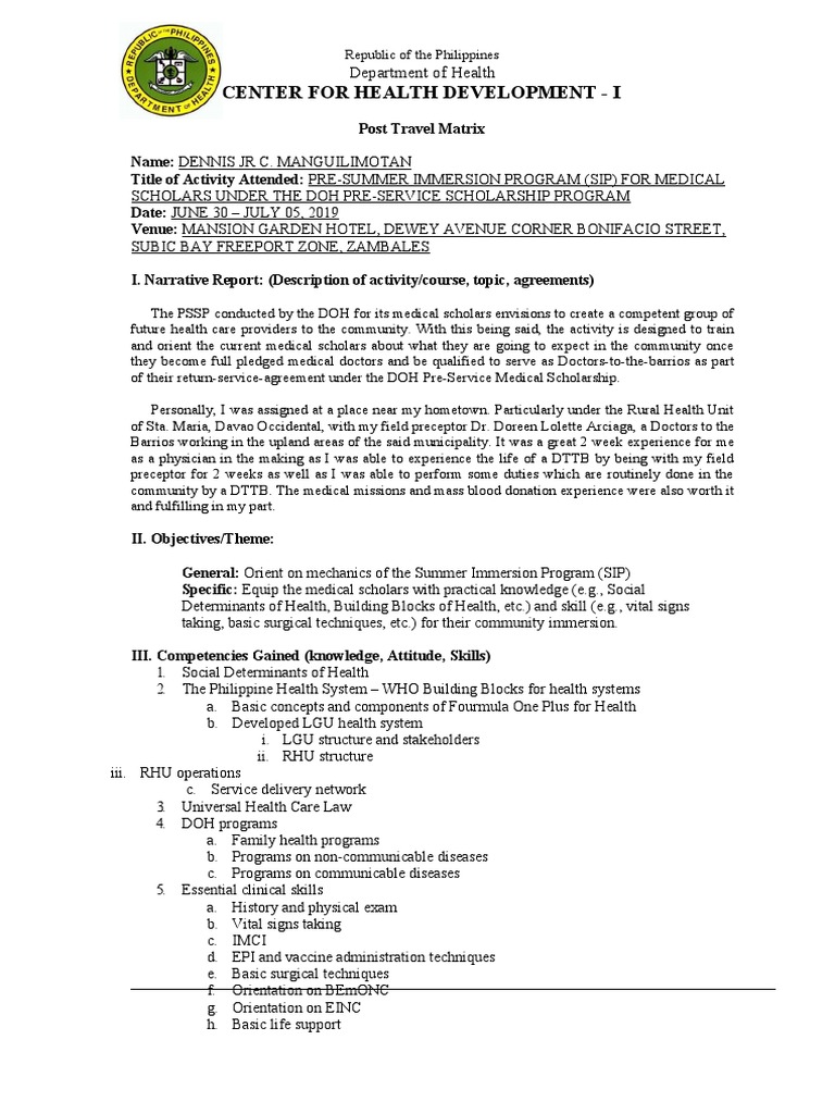 Pre-Summer Immersion Program Report | PDF | Health System | Health ...