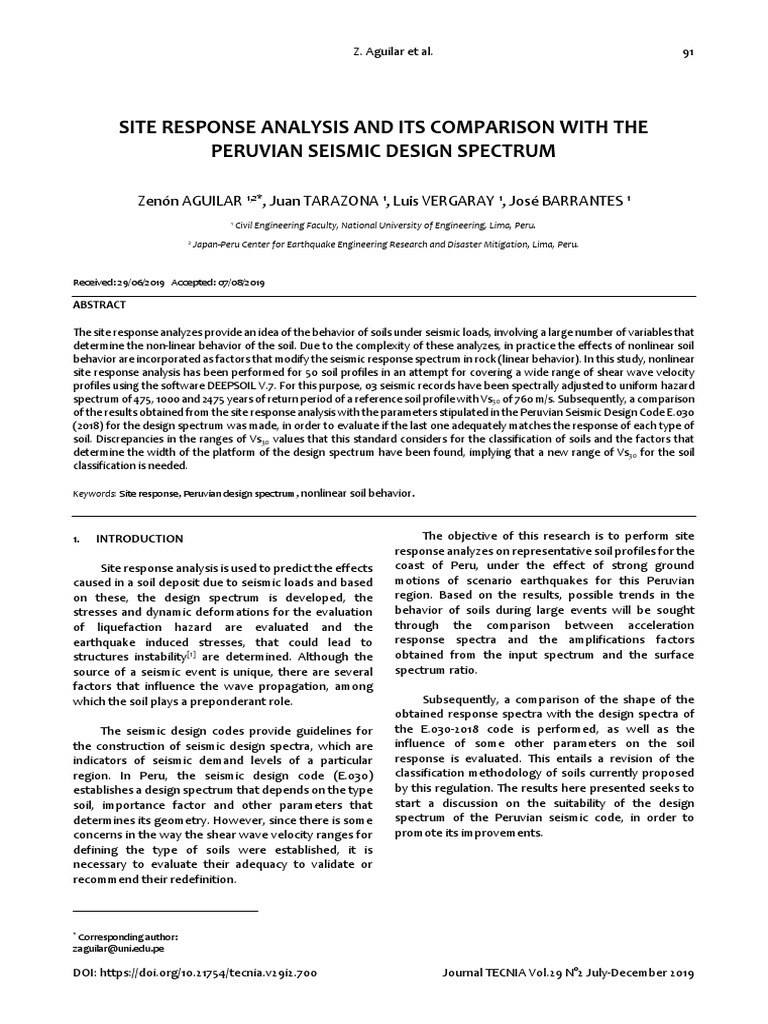 Site Response Analysis in Peru's Seismic Design | PDF | Earthquakes ...