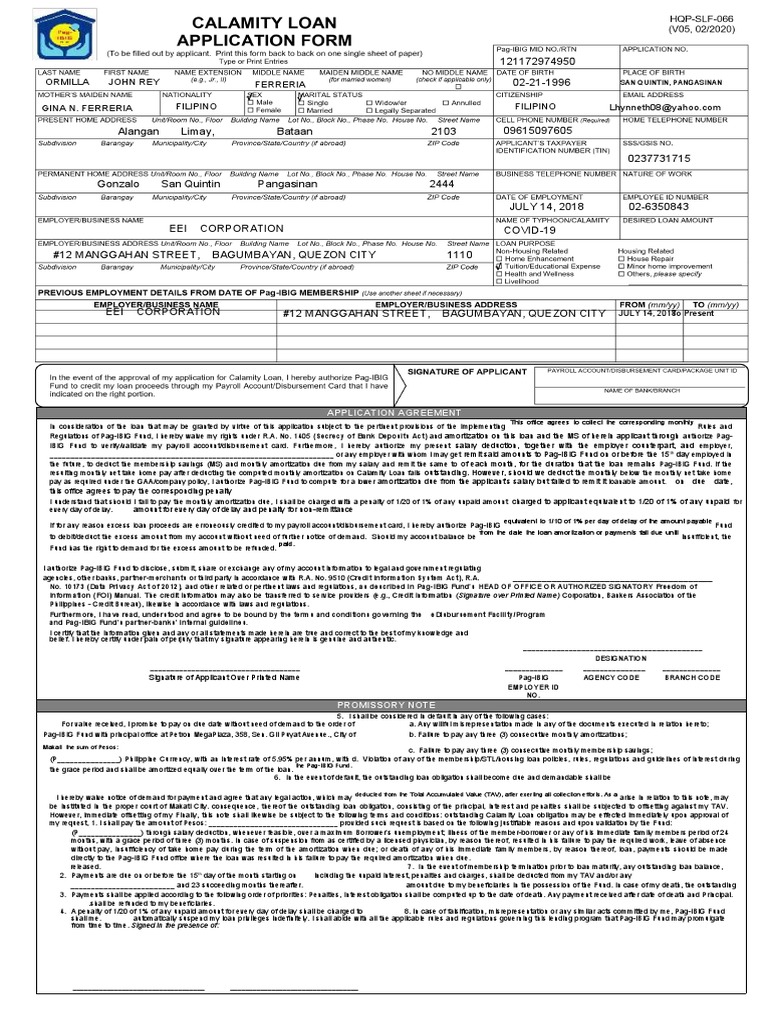 Pag-IBIG Loan Application Agreement | PDF | Loans | Payroll