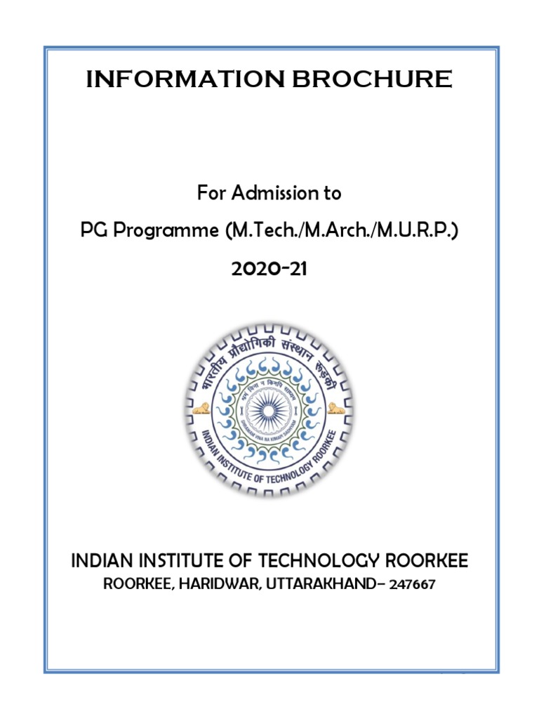 M.Tech. Brochure 2020 IIT-R PDF | PDF | University And College ...