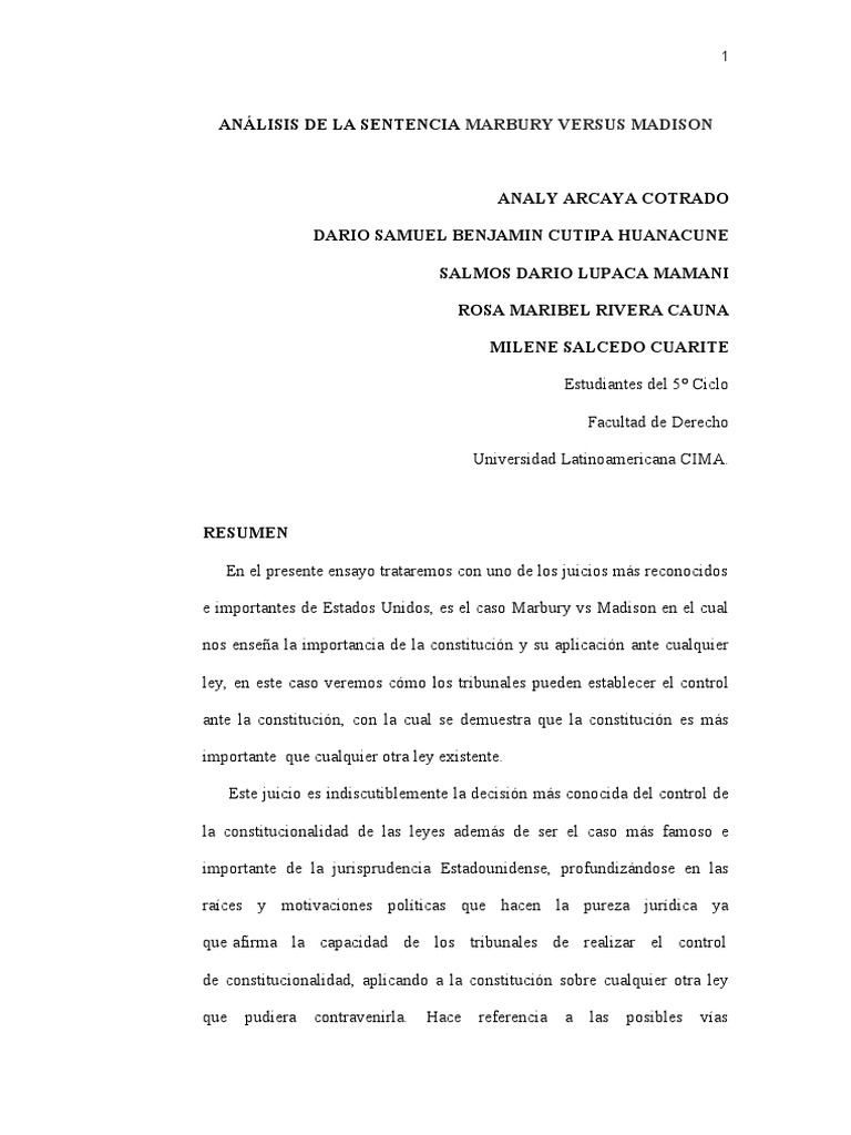 Análisis de Marbury vs Madison | PDF | John Adams | Thomas Jefferson