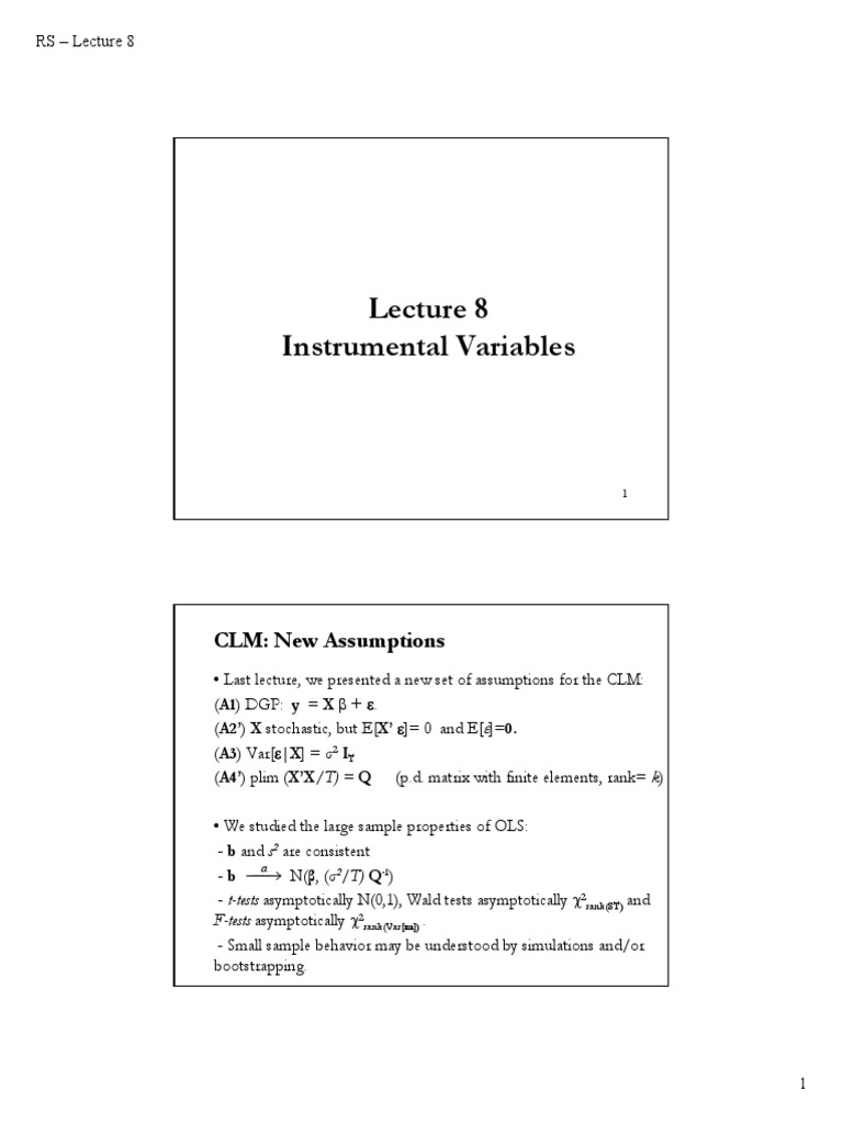 Instrumental Variables in Econometrics | PDF | Endogeneity ...