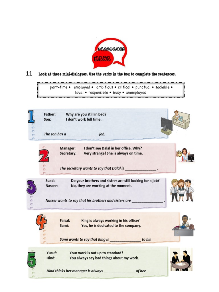 Mini-Dialogues for Verb Practice | PDF