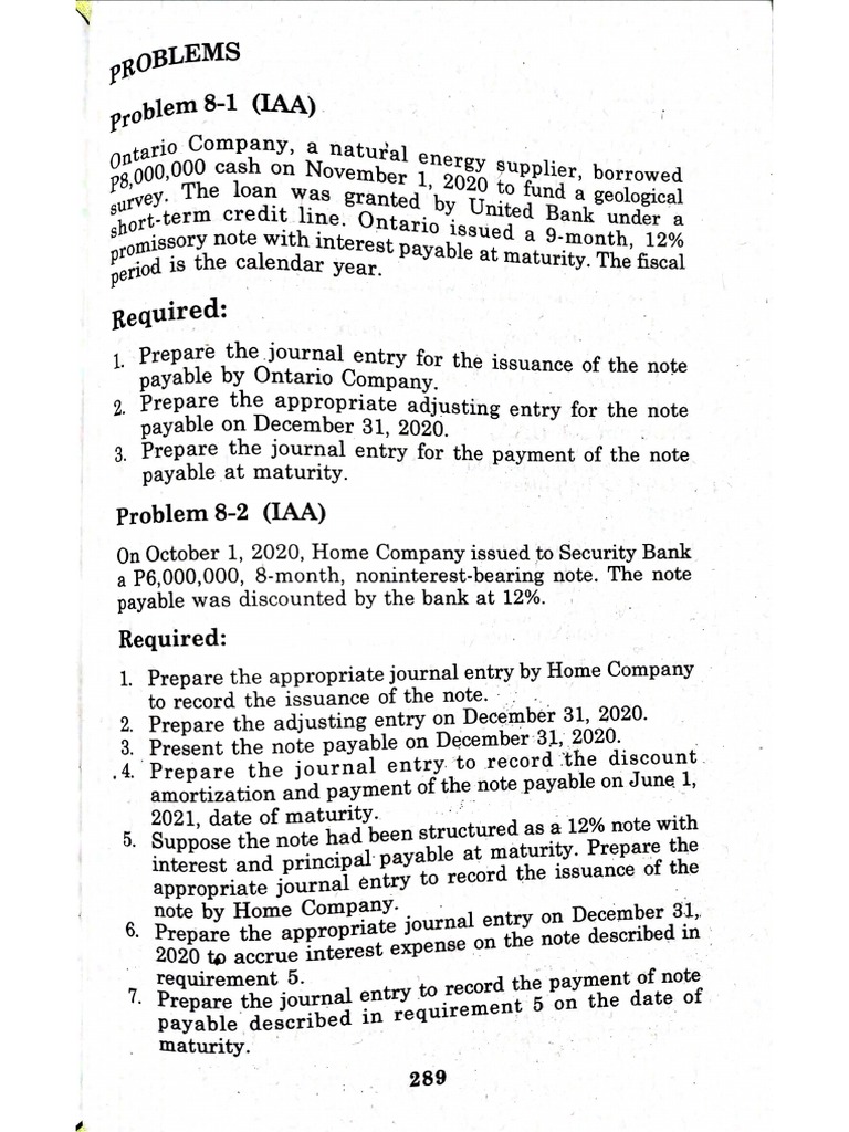 Chapter 8 Note Payable | PDF