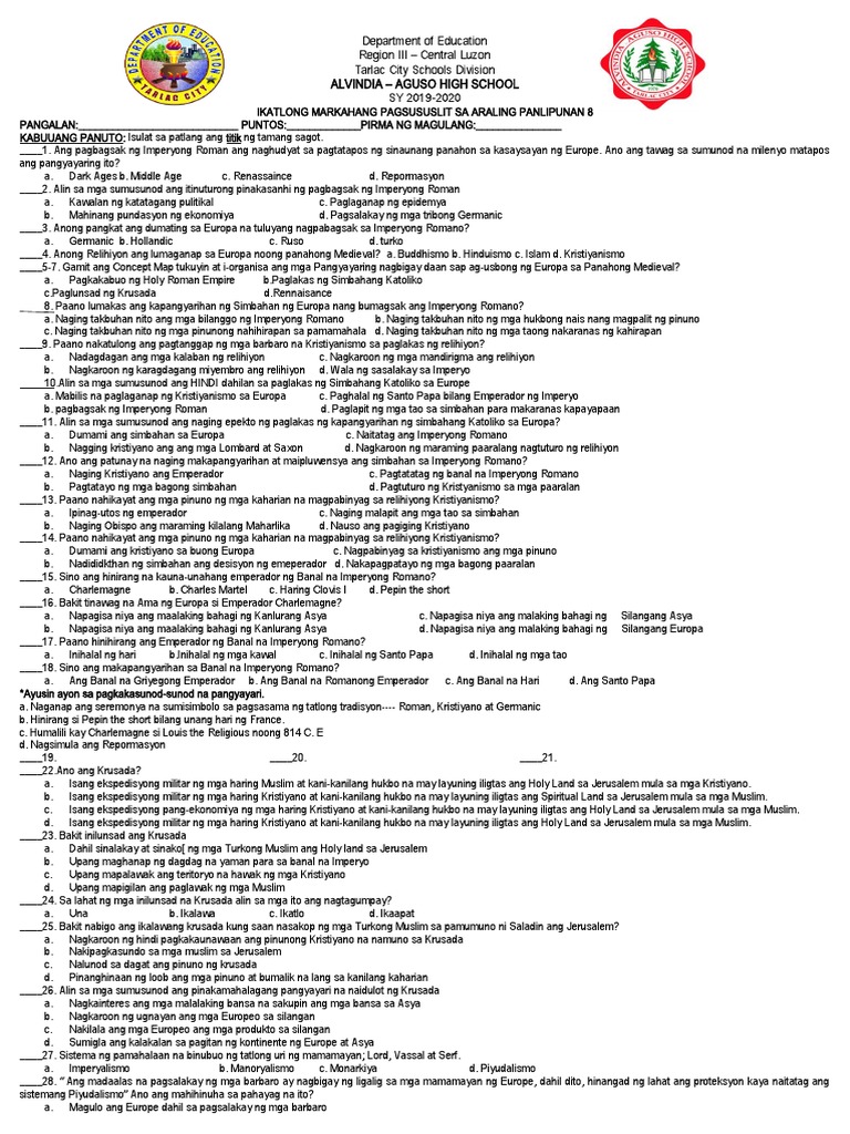 3rd Q Test Ap 8 | PDF