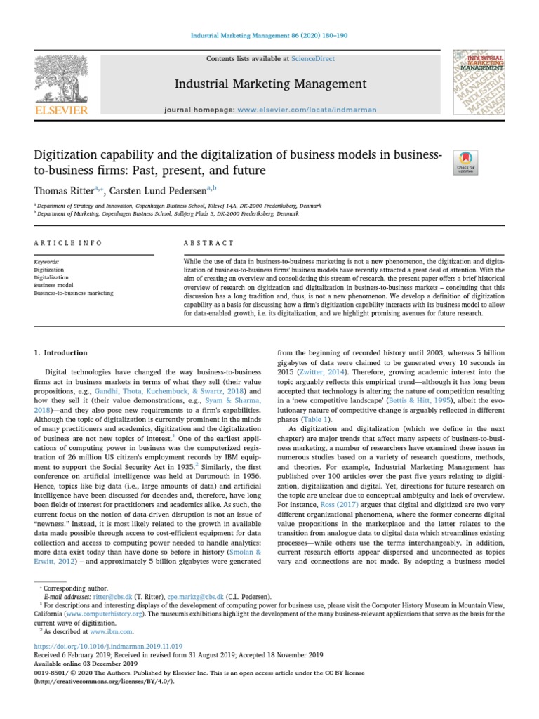Digitization Capability and TN of Busine - 2020 - Industrial Mar | PDF ...
