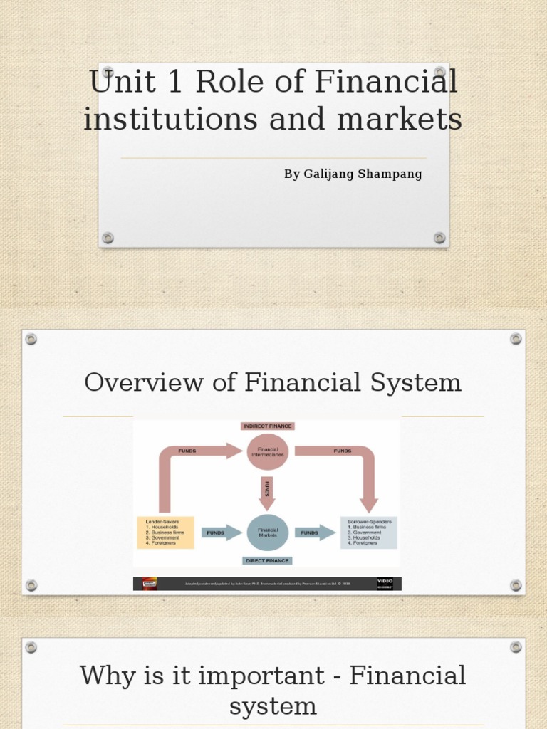 Unit 1 Role of Financial Institutions and Markets | PDF | Financial ...