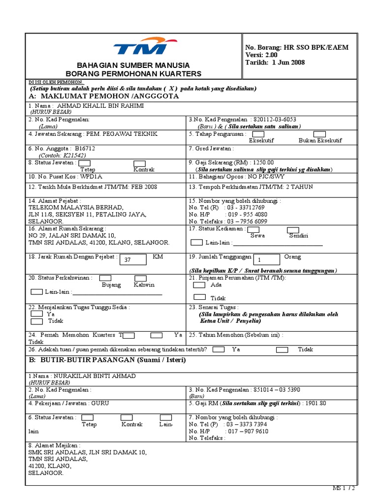 Borang An Kuarters Tm Pdf