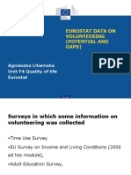 Eurostat Data On Volunteering (Potential and Gaps) : Agnieszka Litwinska Unit F4 Quality of Life Eurostat