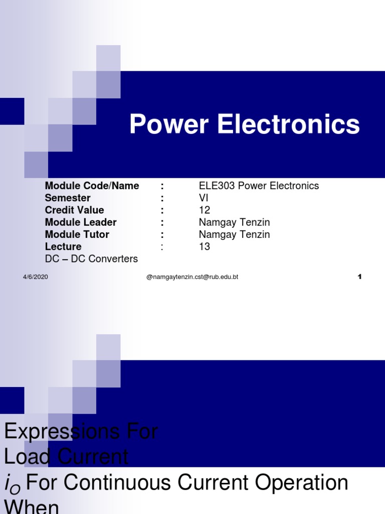 Power Electronics Module Code/Name Semester Credit Value Module