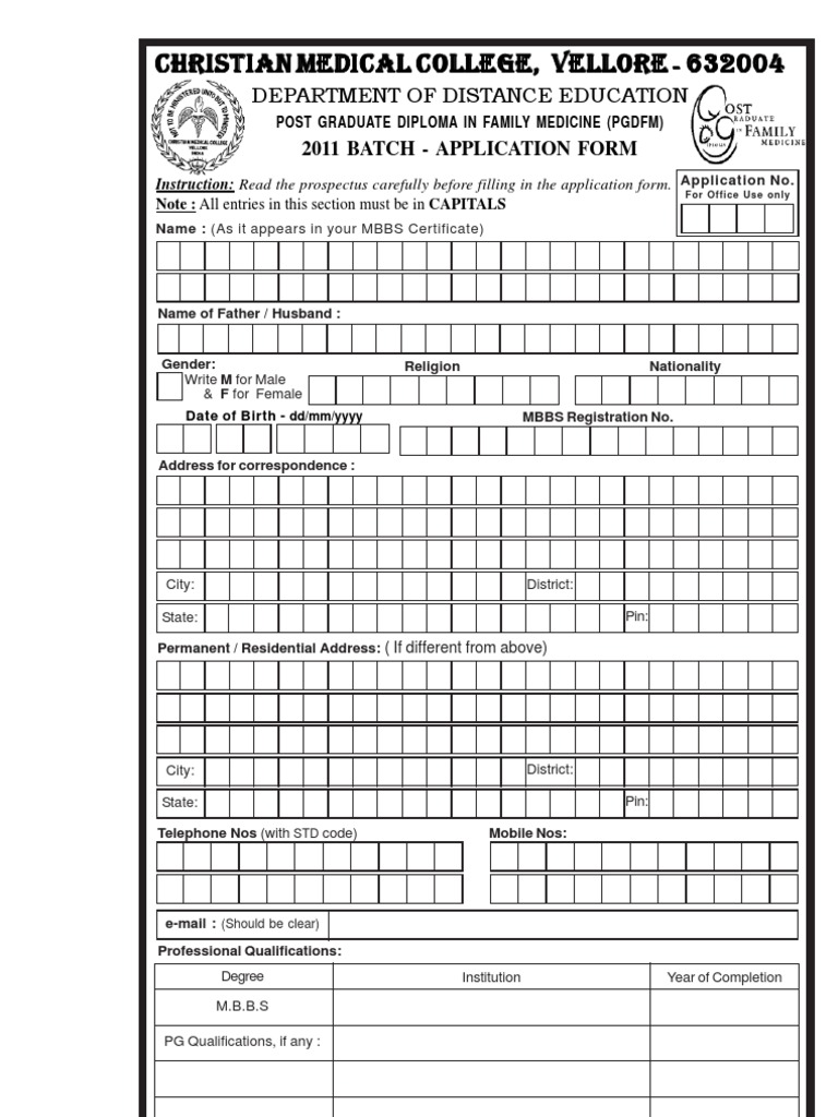 PGDFM Application Form Instructions | PDF | General Practitioner ...