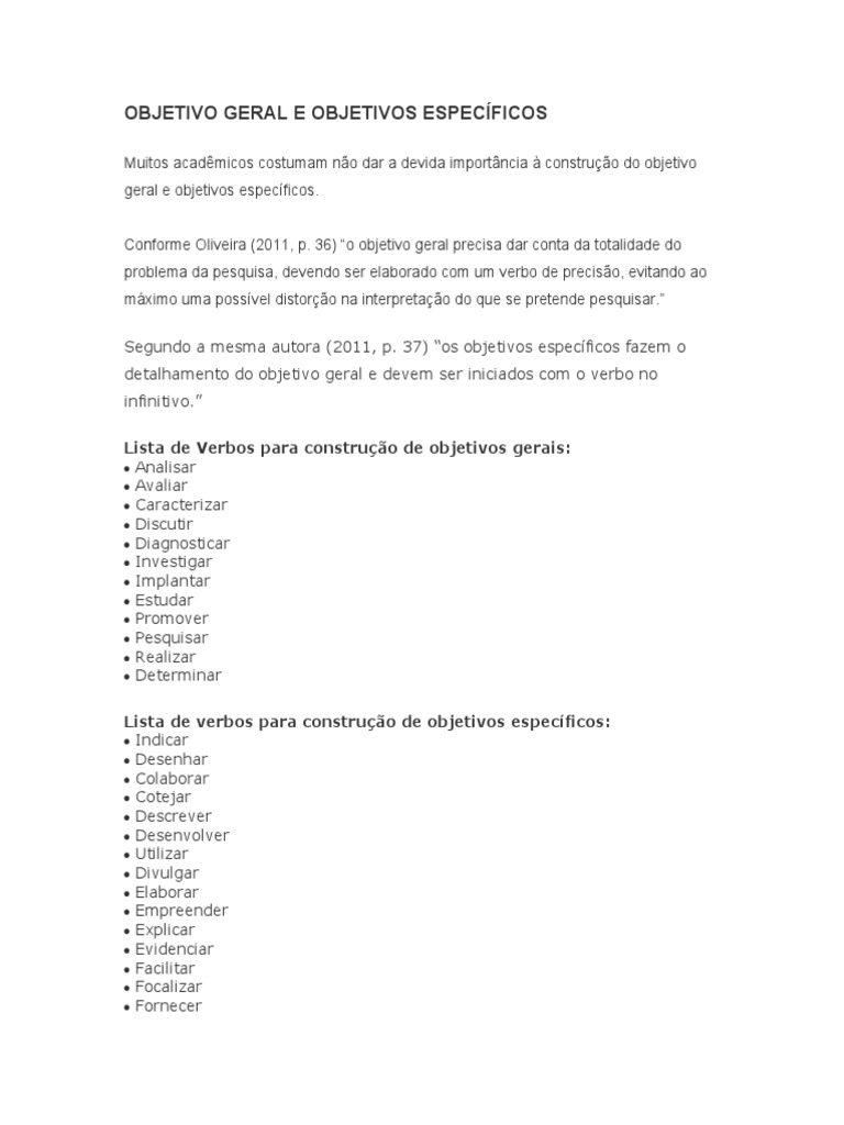 Objetivos Gerais e Específicos em Pesquisa | PDF | Autoajuda