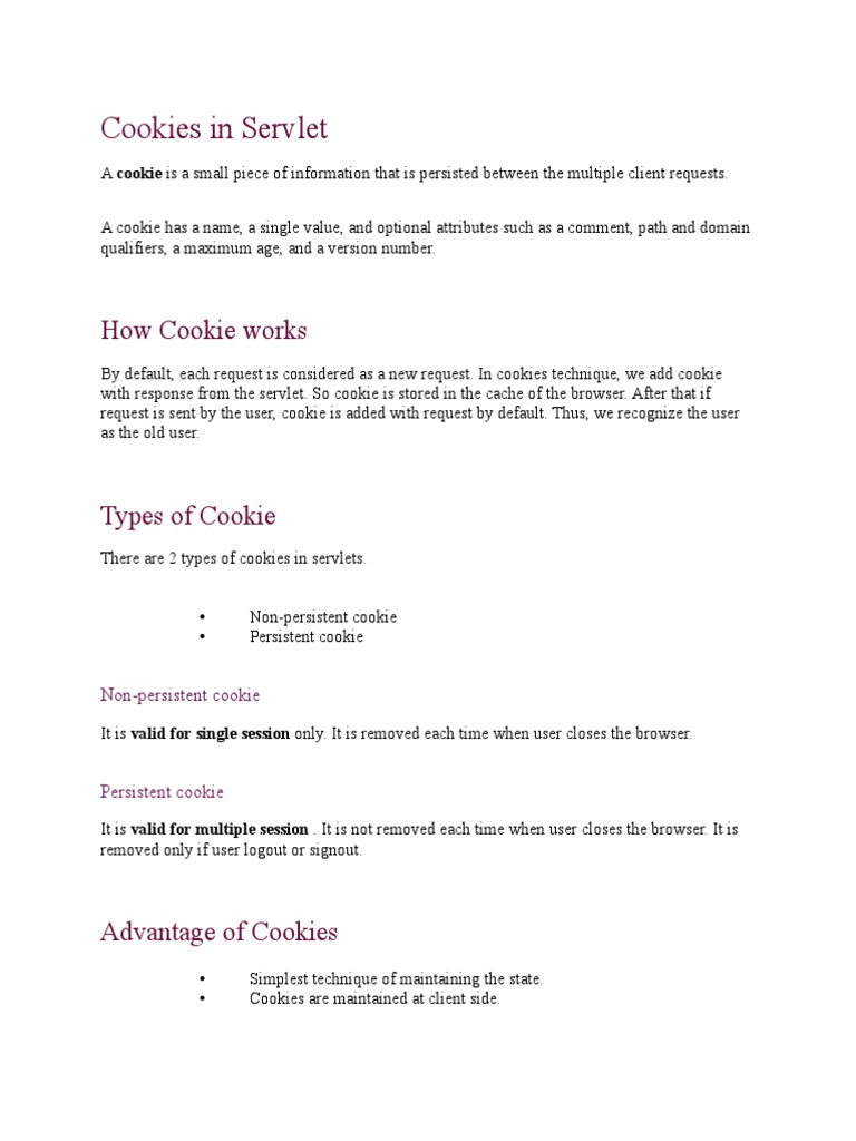 Cookies in Servlet: How Cookie Works | PDF | Http Cookie | Java Servlet