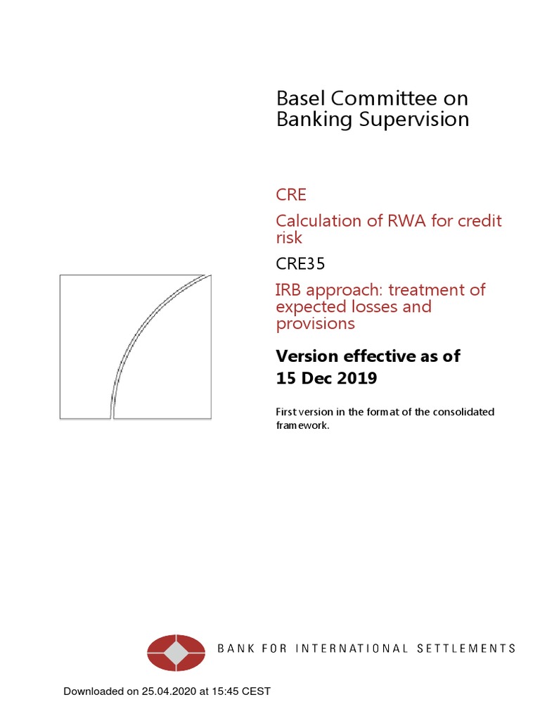 Basel Committee On Banking Supervision: CRE Calculation of RWA For ...