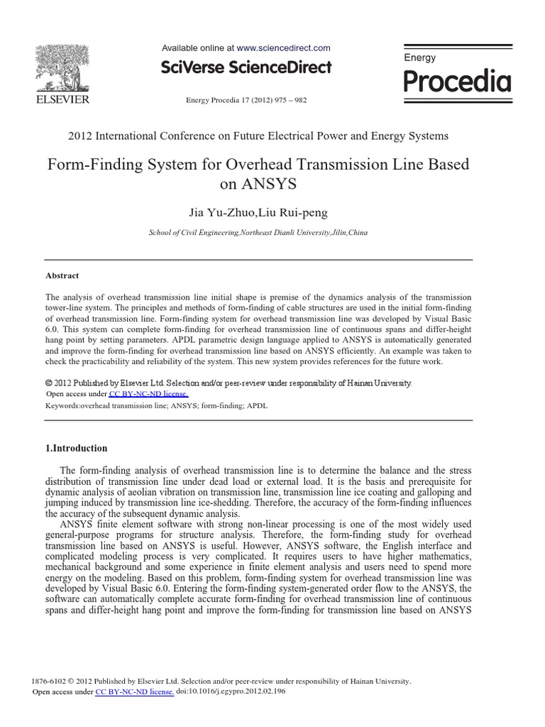 Form-Finding System For Overhead Transmission Line Based On ANSYS PDF ...
