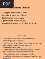 Unit-2: Objectives of The Firm