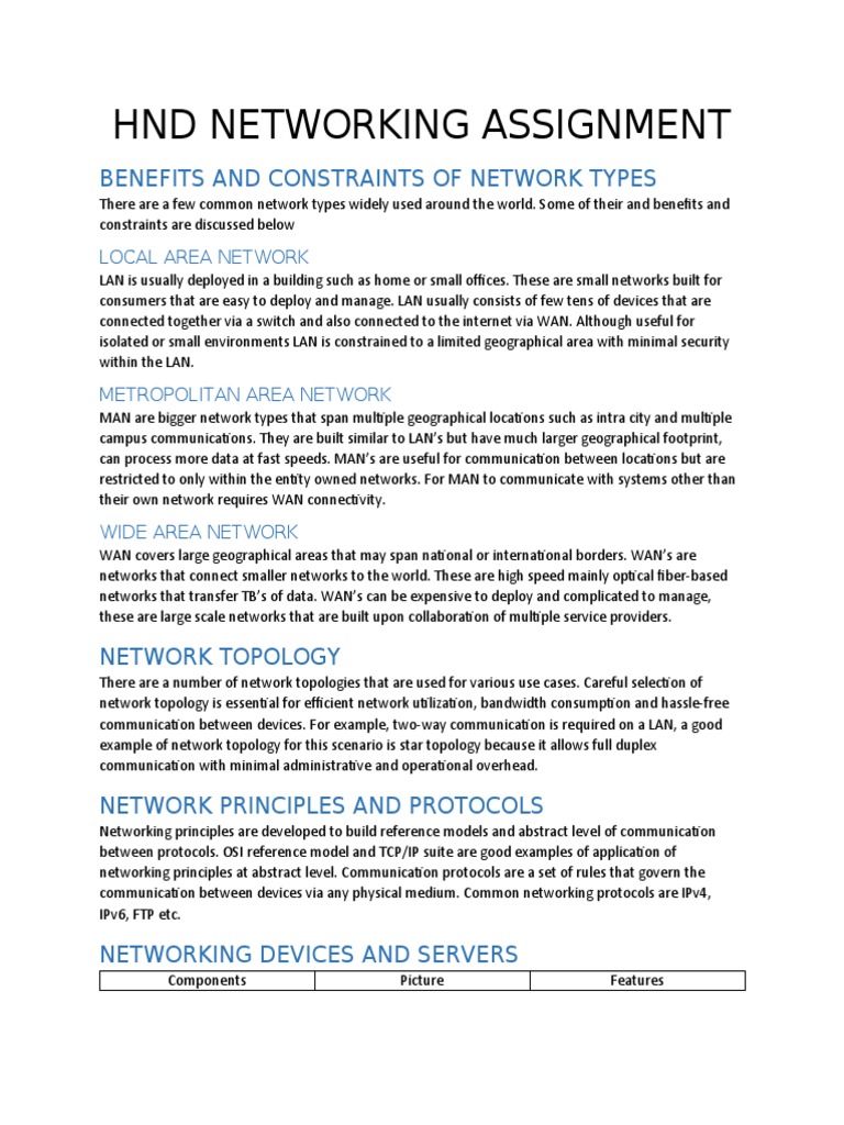 HND Networking Assignment | PDF | Network Switch | Computer Network