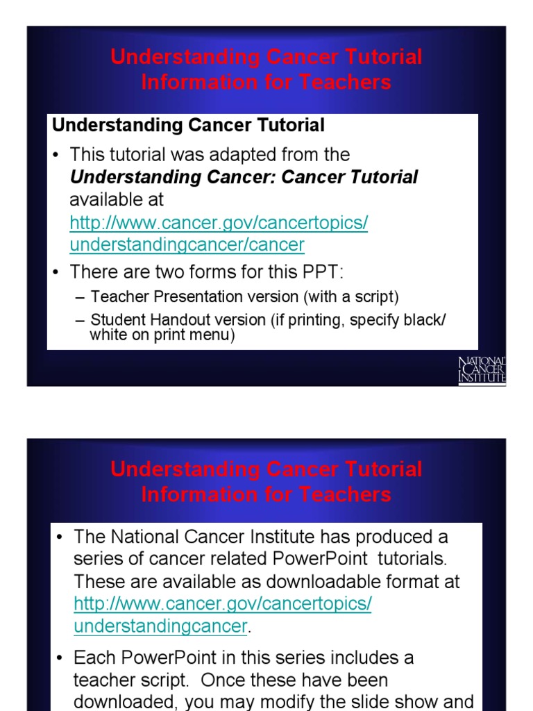 Understanding Cancer Teacher PPT PDF | PDF