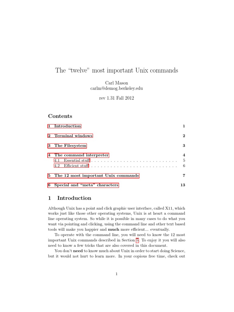12important Unix Commands | PDF | Shell (Computing) | Command Line ...