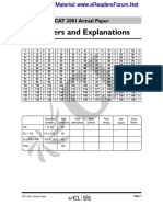 Answers and Explanations: CAT 2001 Actual Paper