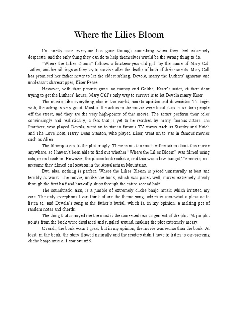 Where The Lilies Bloom PDF