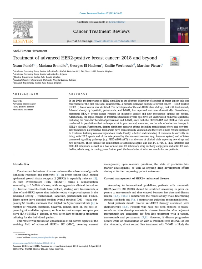 Treatment of Advanced HER2-positive Breast Cancer 2018 and Beyond PDF ...