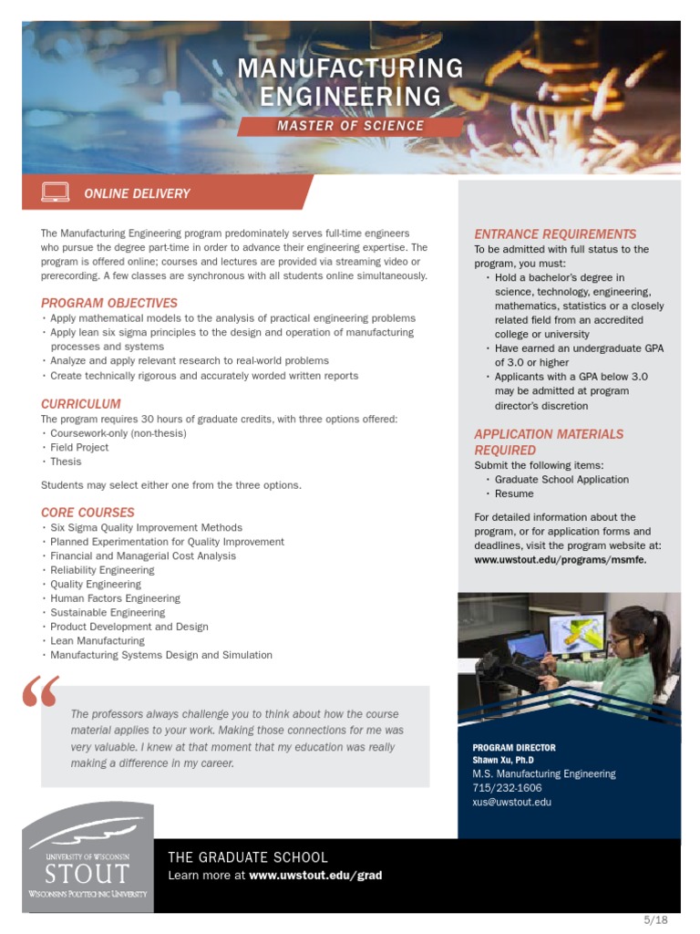 Online Master of Science in Manufacturing | PDF | Academic Degree ...