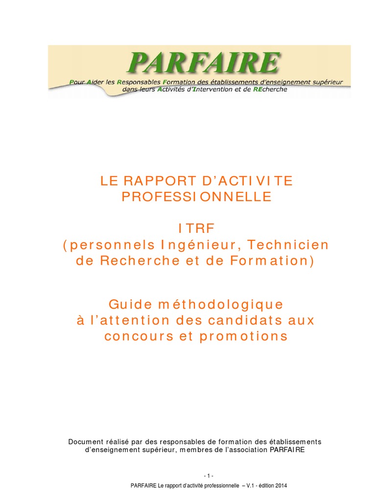 Exemple De Rapport D Activité Itrf Pdf Khopkn | PDF | Ingénieur | Science