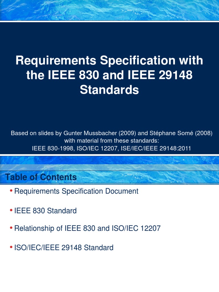 IEEE 830 & 29148 Requirements Guide | PDF | Specification (Technical ...