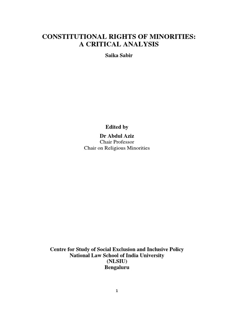 Constitutional Rights of Minorities in India | PDF | Minority Group ...