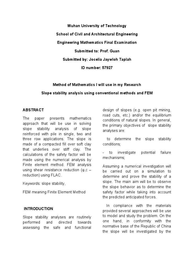 Slope Stability Analysis in Civil Engineering | PDF | Civil Engineering ...