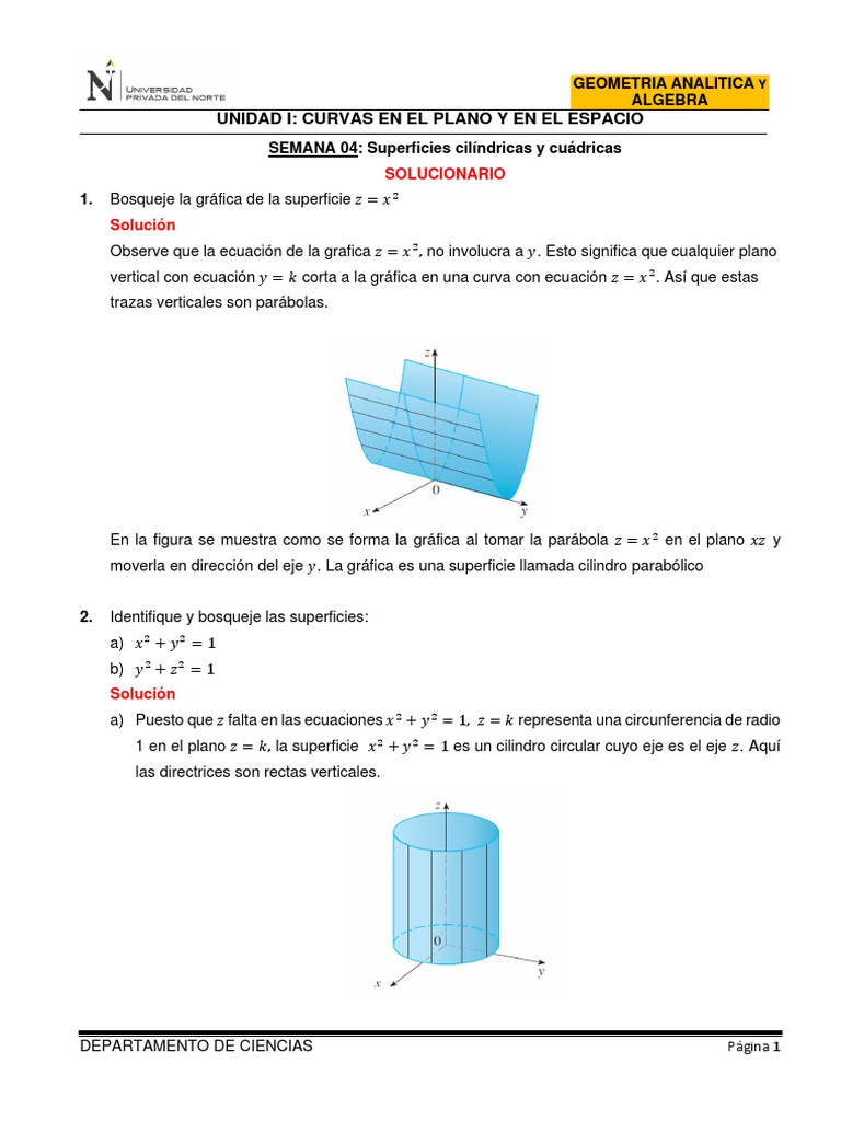Solucionario Ht 4 Superficies Cilindricas Y Cuadricas Pdf Elipse Rene Descartes