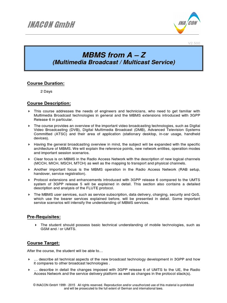 MBMS From A Z - v2.500 TOC | PDF | Multicast | Computer Network