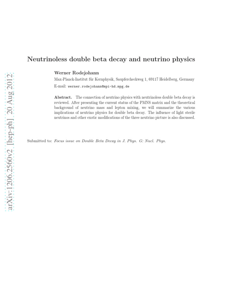 Neutrinoless Double Beta Decay Insights | PDF | Neutrino | Standard Model