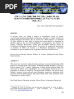 06. Educao especial no espaÇo escolar. questionamentos sobre as polticas de incluso