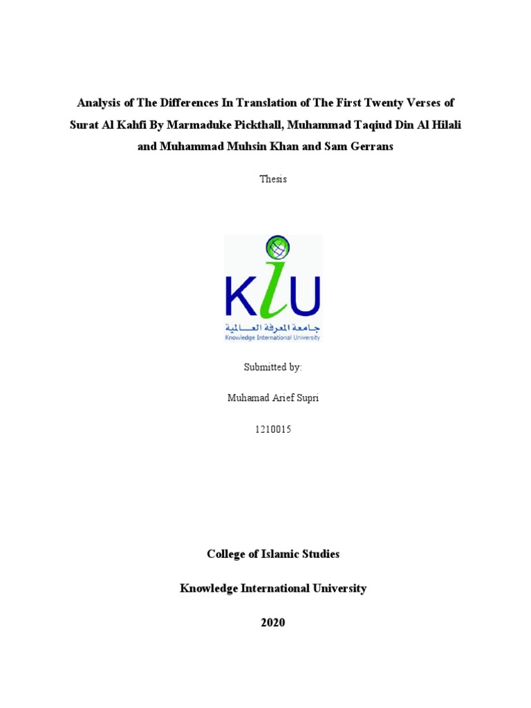 THESIS EDIAnalysis of The Differences in Translation of The First