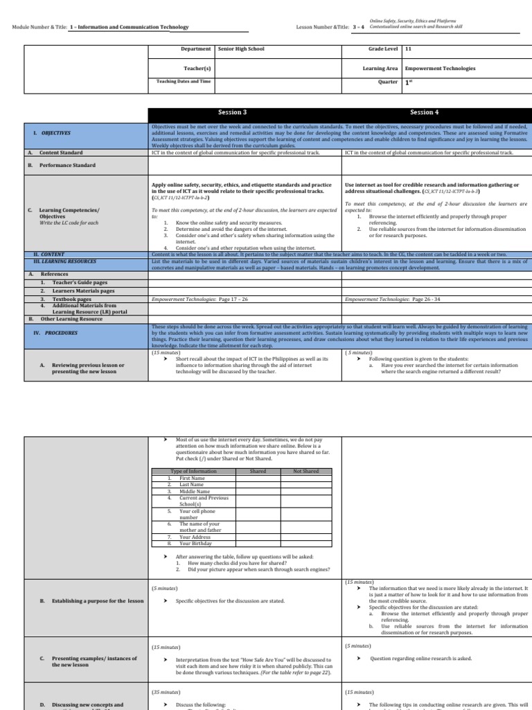 E-Tech DLL Session 3 and 4 | PDF | Educational Technology | Learning
