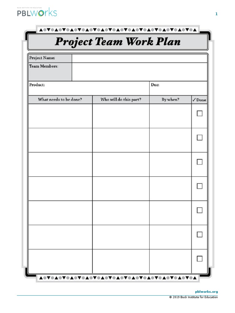 PBLworks Project Team Work Plan | PDF