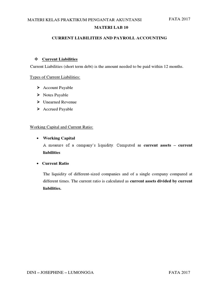 Current Liabilities and Payroll Accounting | PDF | Financial Accounting ...