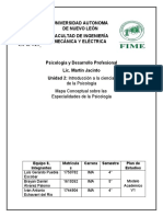 Mapa Conceptual, Especialidades de La Psicologia