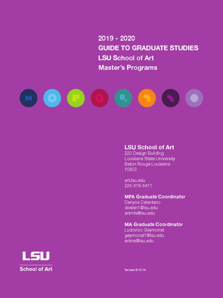 2019 - 2020 Guide To Graduate Studies LSU School of Art Master's ...