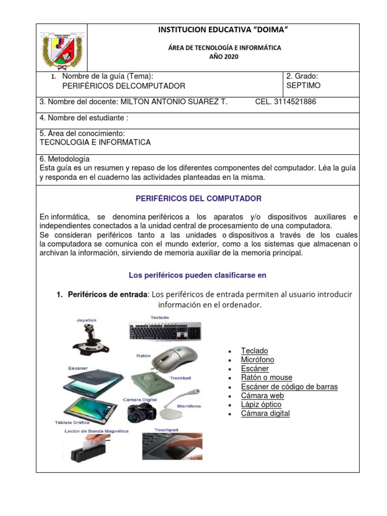 Tecnologia-Grados Septimo | PDF | Periférico | Hardware de la computadora