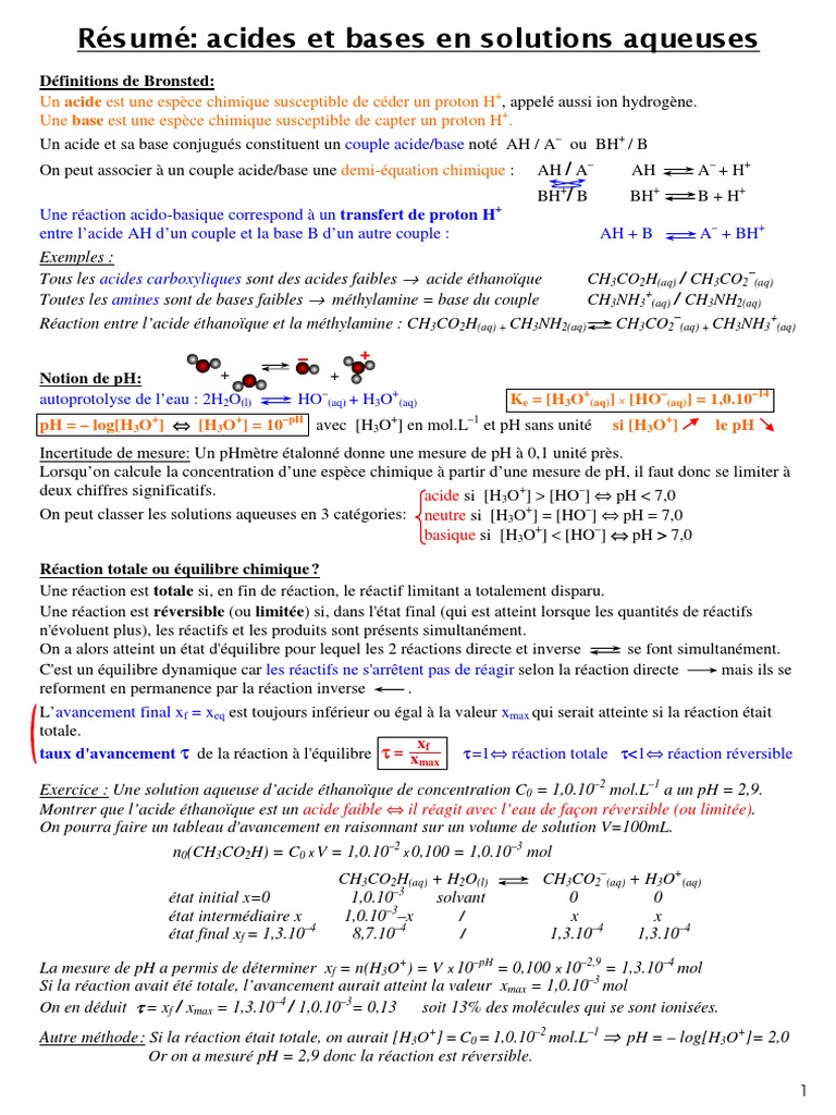 Acides et bases en solutions aqueuses | PDF | Titrage | Chimie