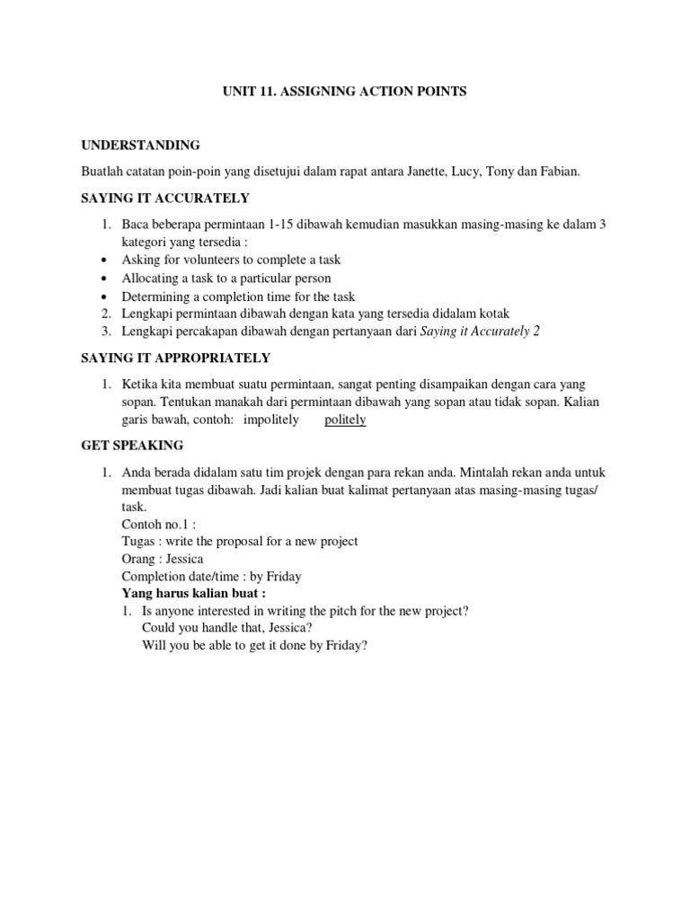 Unit 11.assigning Action Points | PDF