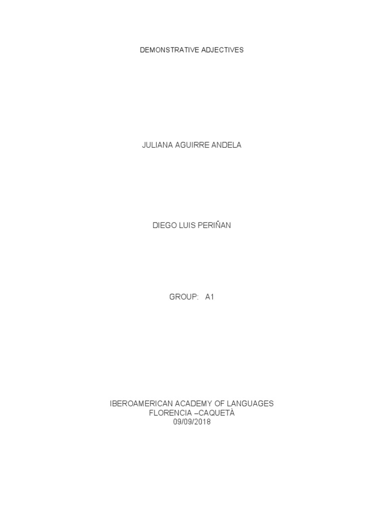 Exercises on Demonstrative Adjectives | PDF | Language Arts ...